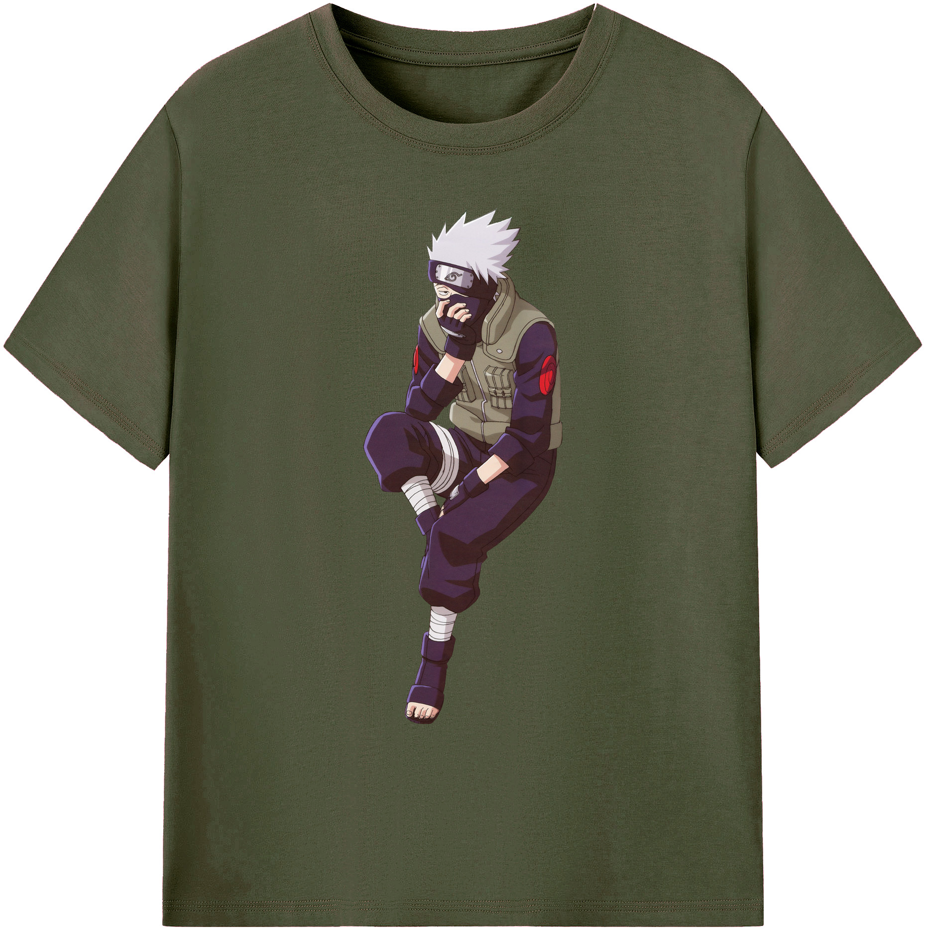 （画像用） NARUTO -ナルト- はたけ カカシ Hatake Kakashi 綿100％ メンズ半袖Tシャツ｜肌触りやわらか＆通気性